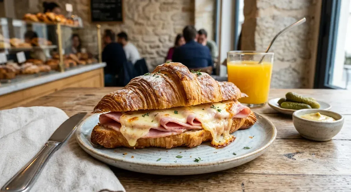 Classic French Ham and Cheese Croissant Sandwich