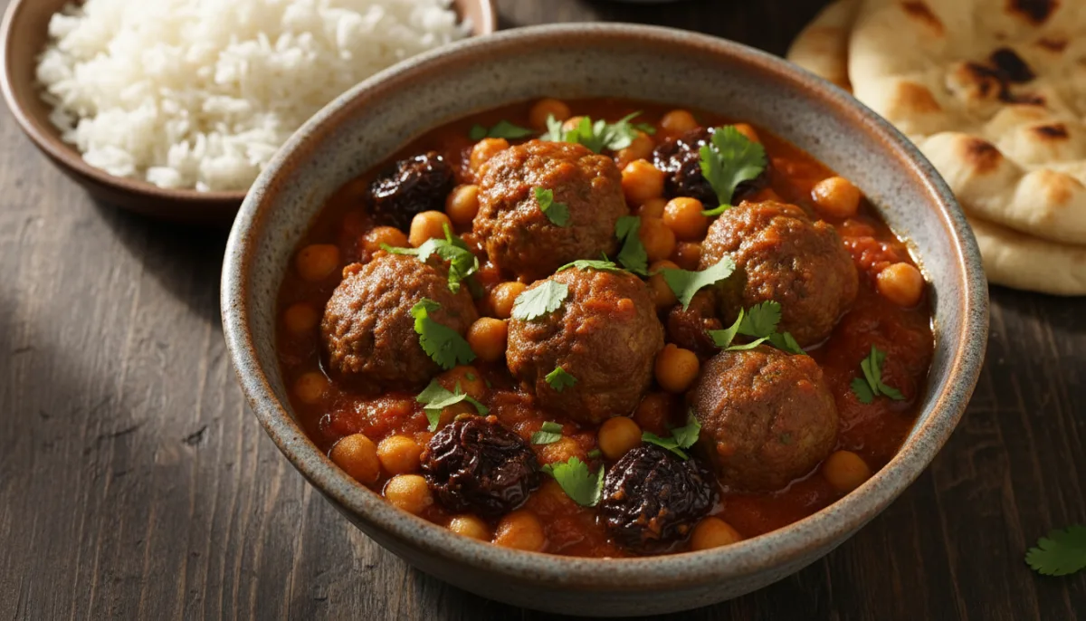 Afghan Lamb Meatball and Chickpea Stew with Dried Plums (Kofta Chalaw)