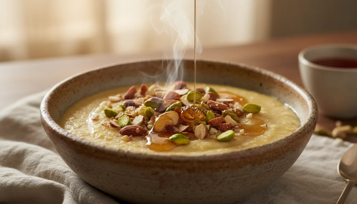 Afghan Halwa-e-Aurd: Spiced Semolina Porridge with Honey & Nuts