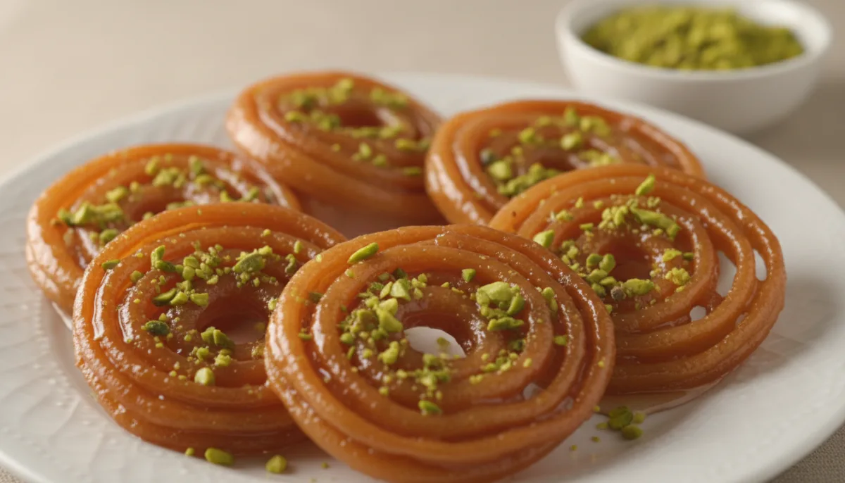 Afghan Sweet Fried Doughnuts with Pistachios (Jalebi)