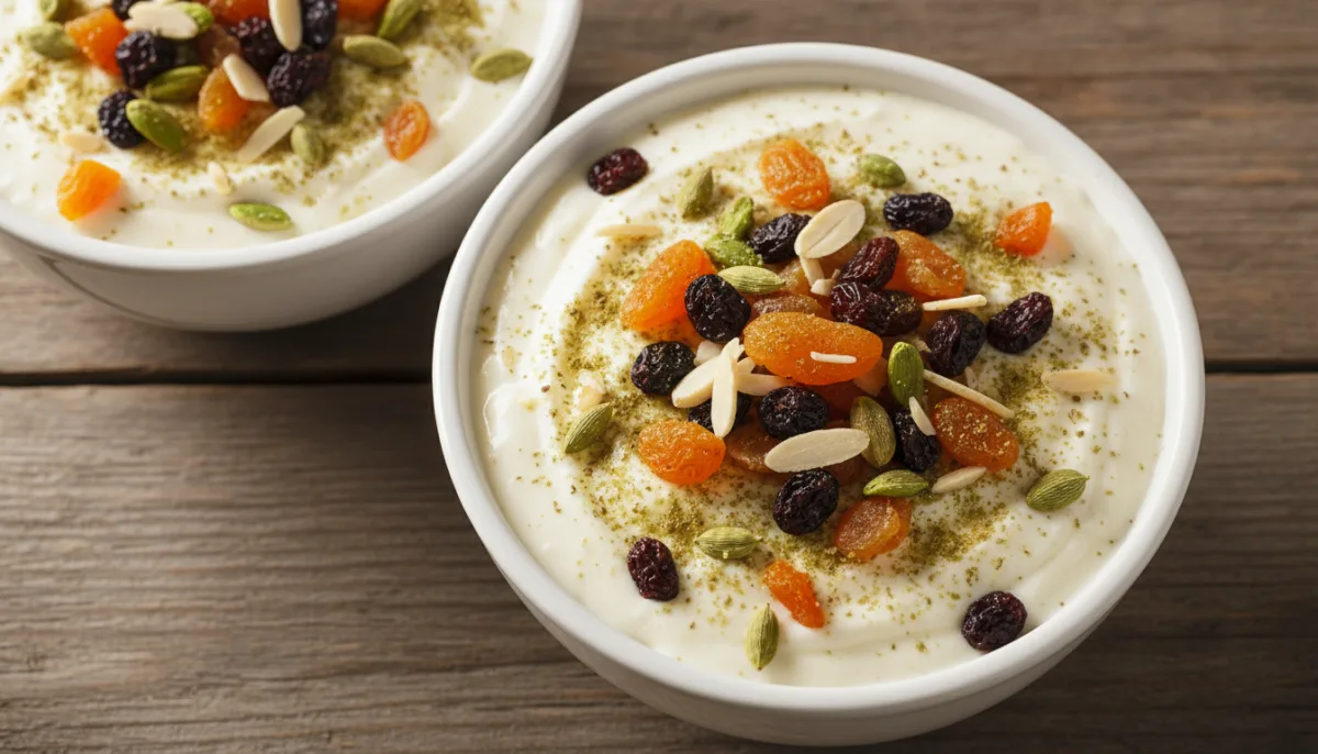 Shir Yakh: Afghan Sweet Yogurt with Dried Fruits and Nuts
