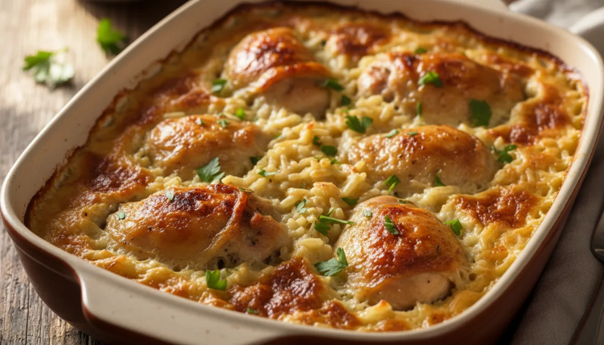 Albanian Baked Chicken and Orzo (Tavë Kosi me Orz)