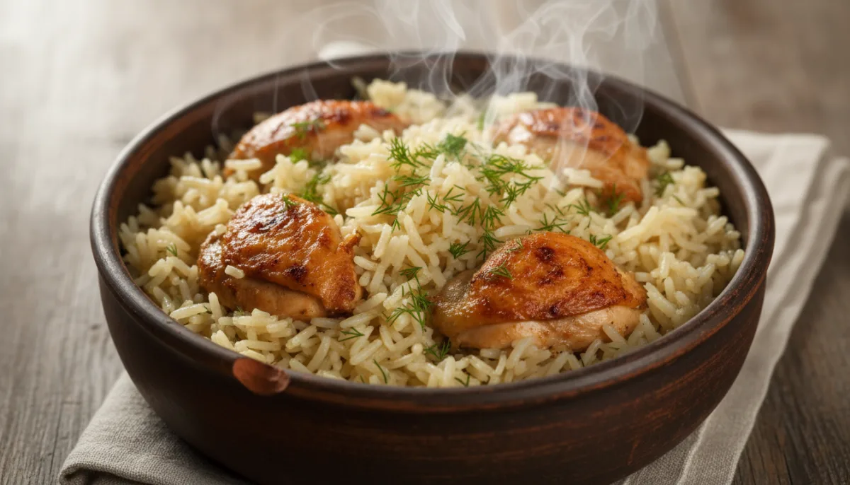 Albanian Chicken and Rice Pilaf (Pilaf me Mish Pule)