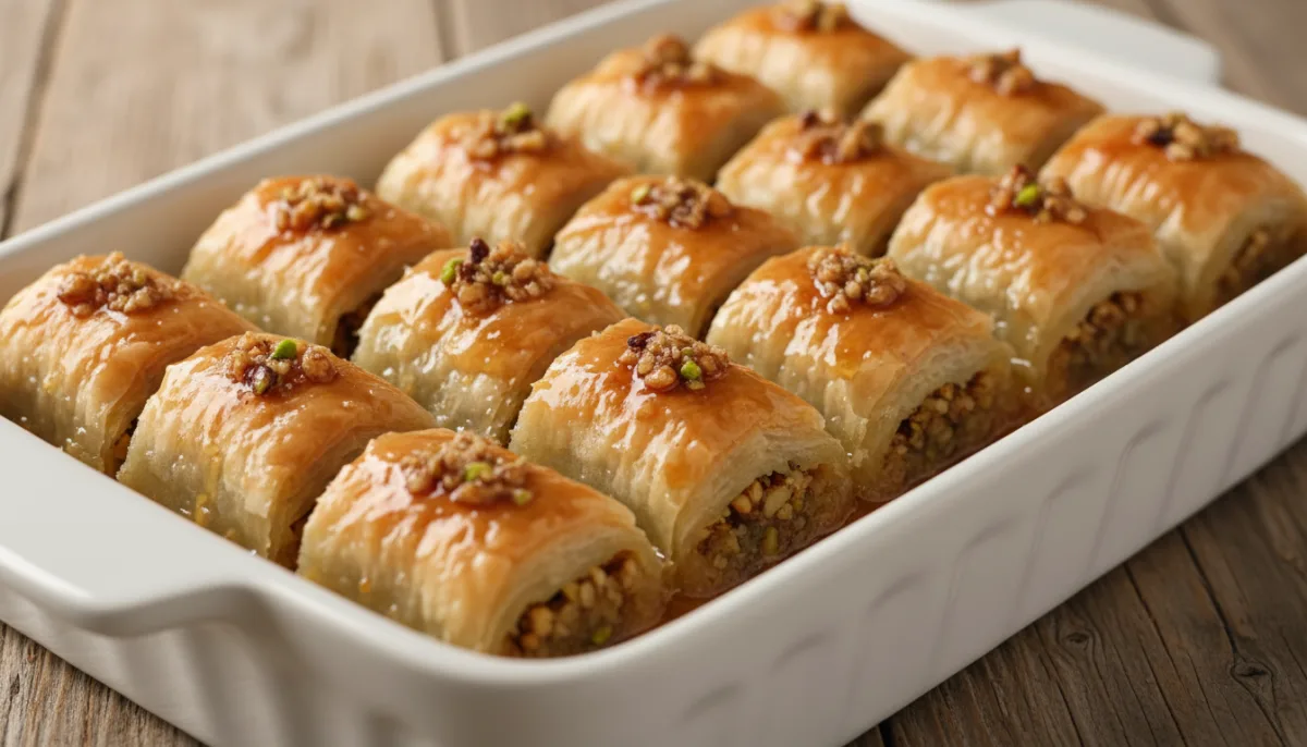Rollitos de Baklava Albanés con Miel y Nueces