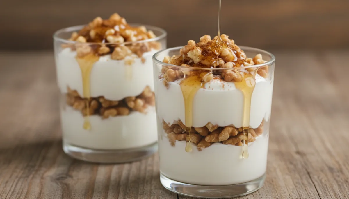 Parfait Albanés de Yogur, Miel y Nueces