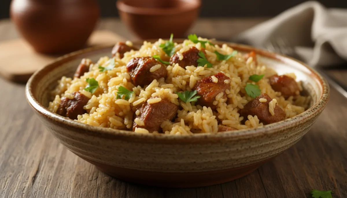 Albanian Lamb and Rice Pilaf (Pilaf me Mish Qengji)