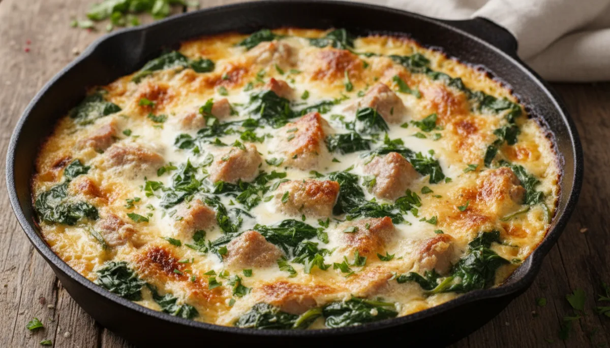 Tavë Kosi me Spinaq: Albanian Lamb and Spinach Skillet