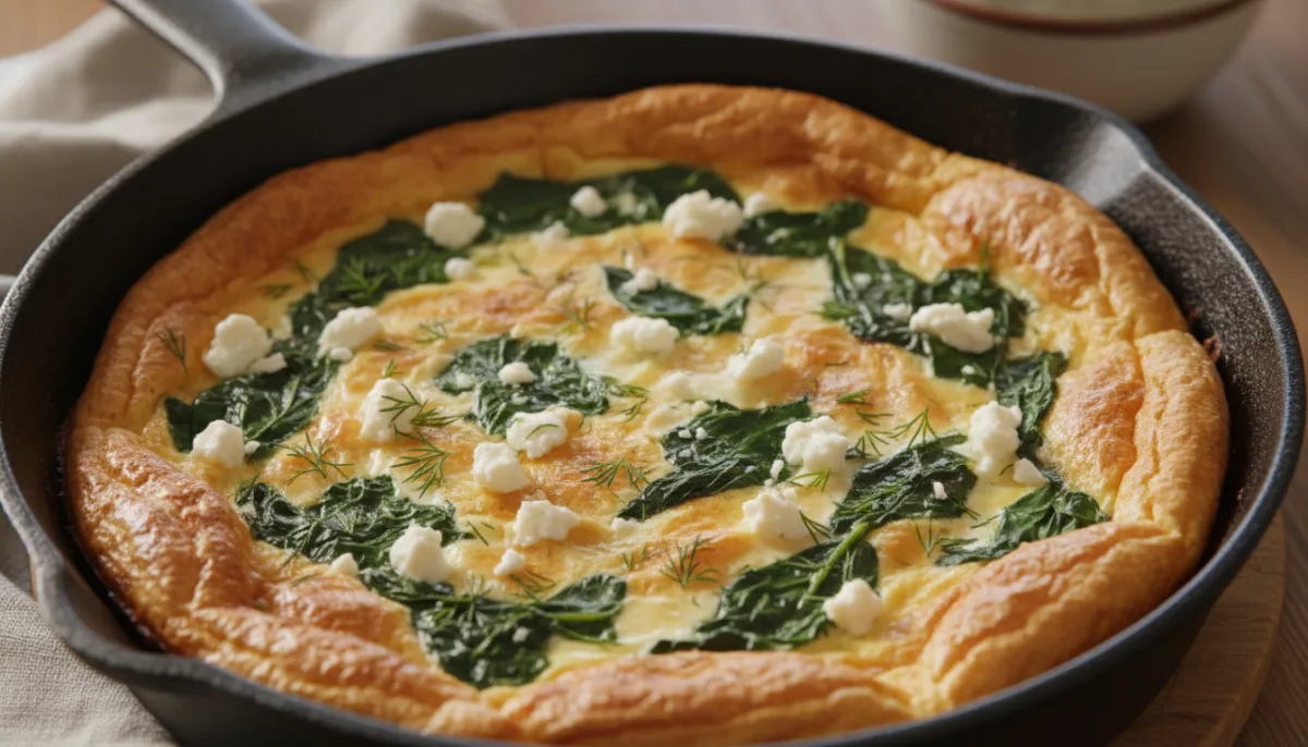 Albanian Skillet Eggs with Spinach and White Cheese