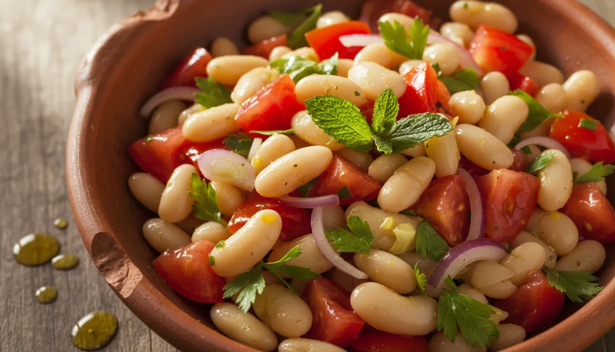 Salade Albanaise de Haricots Blancs et Tomates (Sallatë me Fasule dhe Domate)