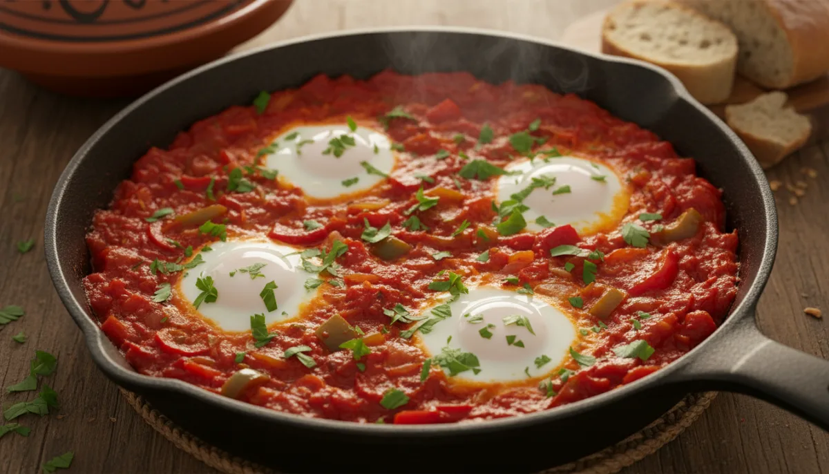 Algerian Chakchouka: Spicy Tomato and Pepper Stew with Eggs