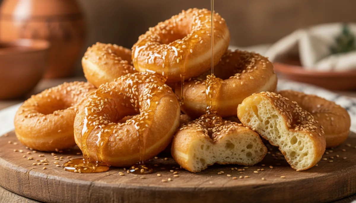 Algerian Khfaf: Golden Fried Doughnuts with Honey & Sesame