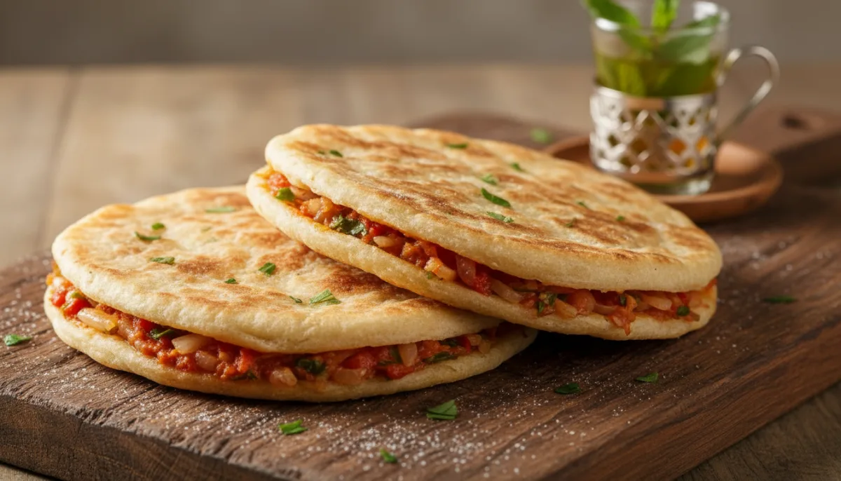 Algerian Mhadjeb: Flavorful Tomato and Onion Stuffed Flatbreads