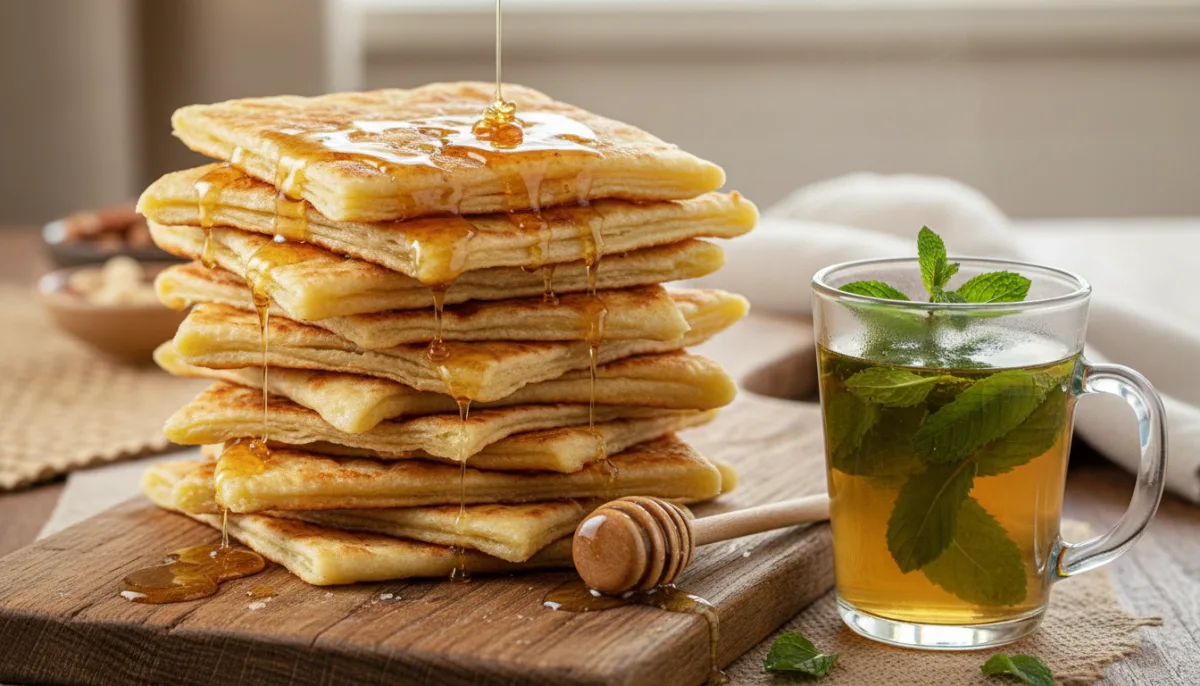 Algerian Msemen: Flaky Flatbread with Honey & Mint Tea