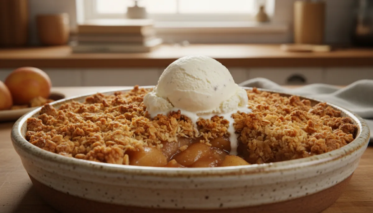 Anzac Biscuit Crumble with Stewed Apples