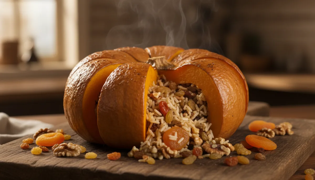 Armenian Ghapama: Stuffed Pumpkin with Rice, Dried Fruits, and Nuts