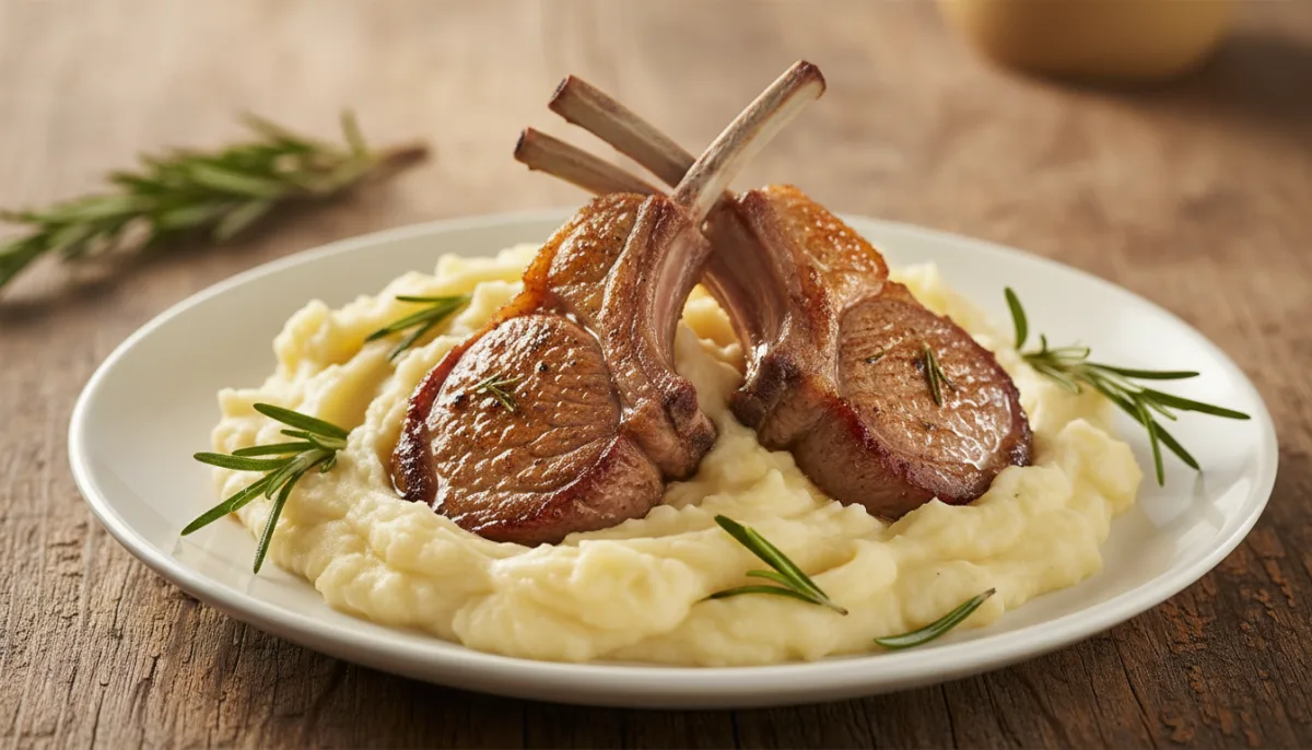 Seared Australian Lamb Chops with Rosemary-Garlic Mash