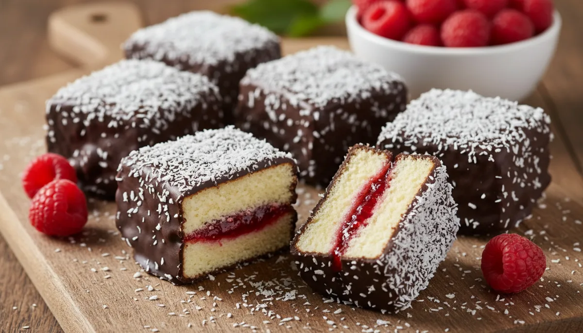 Lamington Australiane Klasike me Reçel Mjedre dhe Kokos