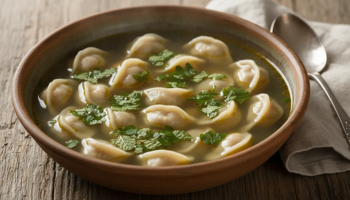 Azerbaijani Dushbara: Lamb Dumplings in Clear Broth with Mint