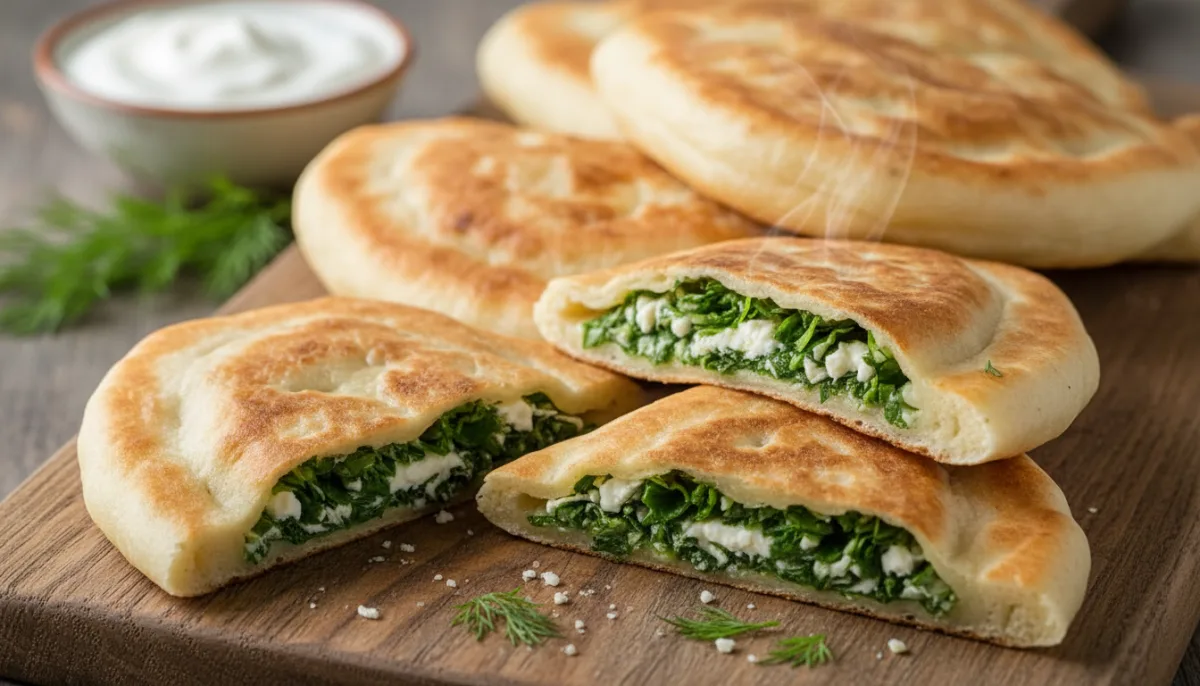 Azerbaijani Gutab: Savory Flatbreads with Greens and Cheese