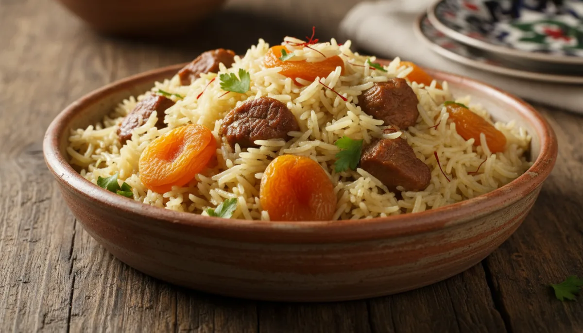 Fragrant Azerbaijani Lamb and Apricot Pilaf with Saffron