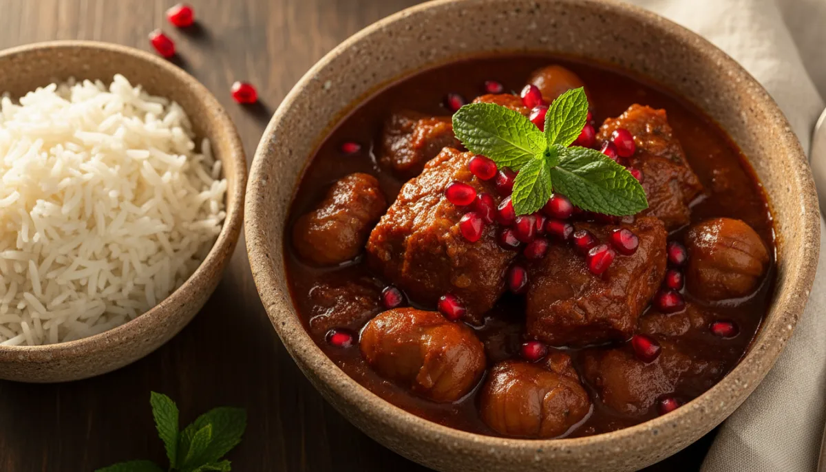 Fisinjan: Azerbaijani Lamb and Chestnut Stew with Pomegranate