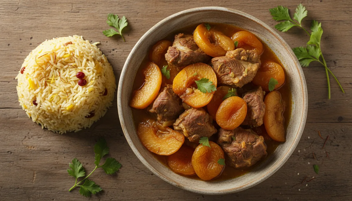 Hearty Azerbaijani Lamb and Quince Stew with Saffron Rice