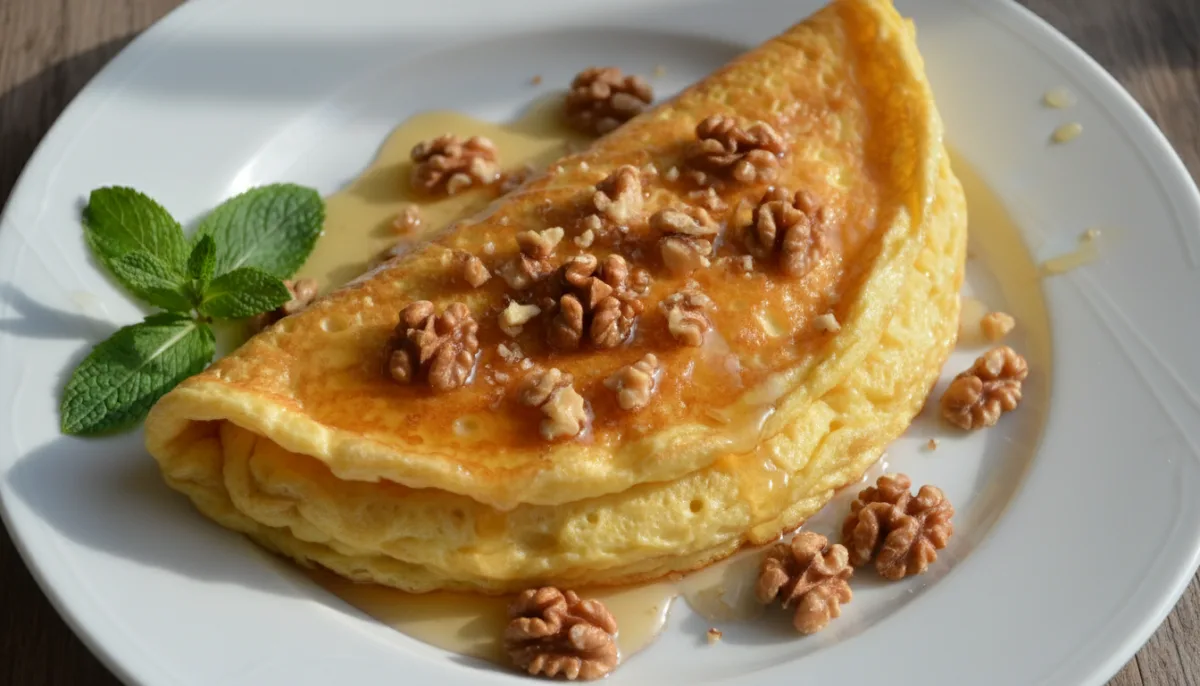 Azerbaijani Qayğanaq (Sweet Omelet) with Honey and Nuts