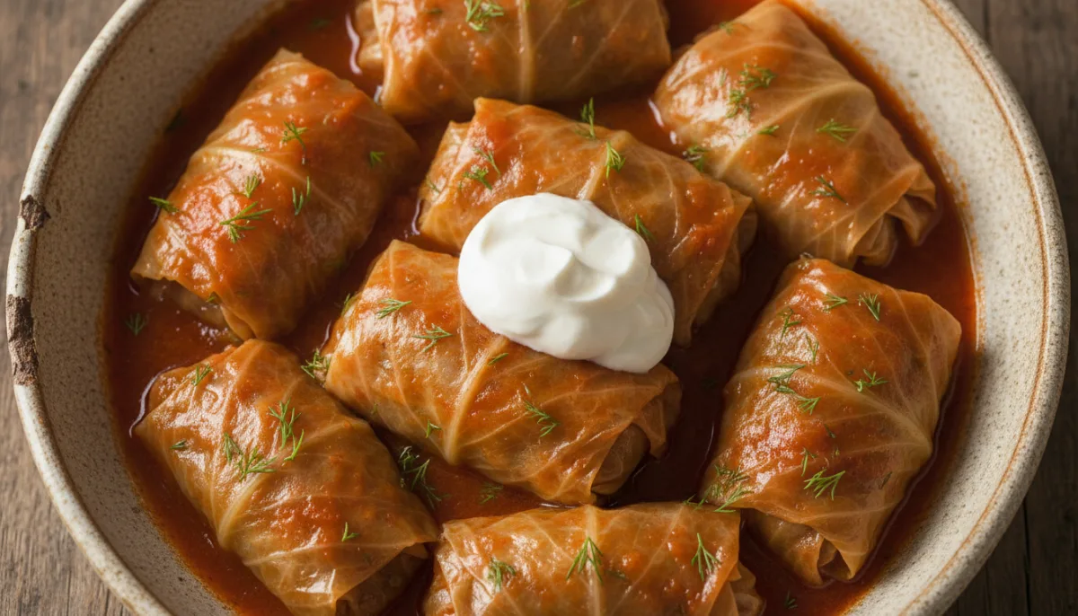 Azerbaijani Stuffed Cabbage Rolls with Lamb and Rice (Dolma)