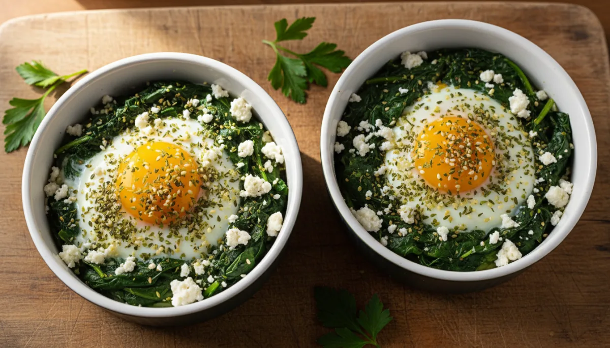 Baked Eggs with Spinach, Feta, and Za'atar