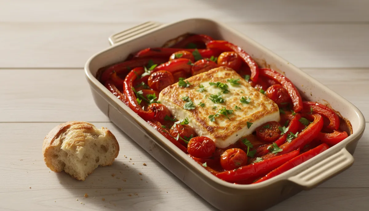 Baked Feta and Red Pepper Lunch Bowls