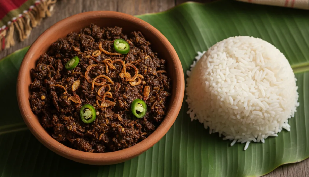 Bangladeshi Shutki Bhorta with Steamed Rice