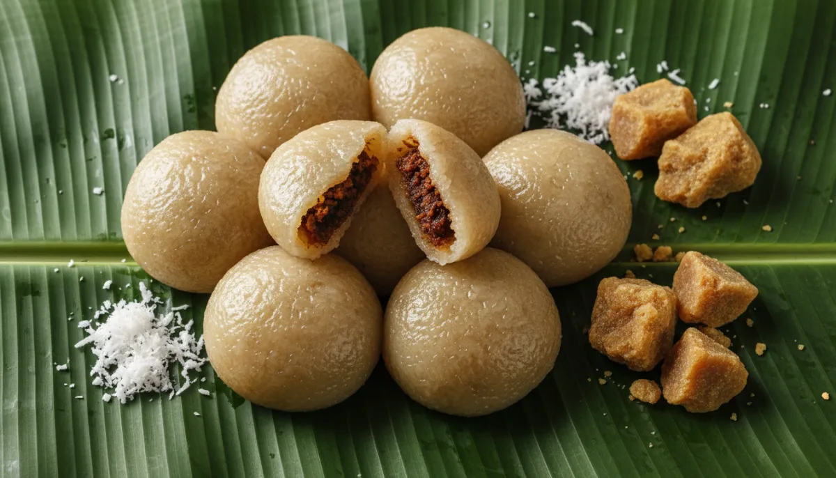 Dumplings Dulces de Arroz de Bangladés con Coco y Jaggery (Pitha)