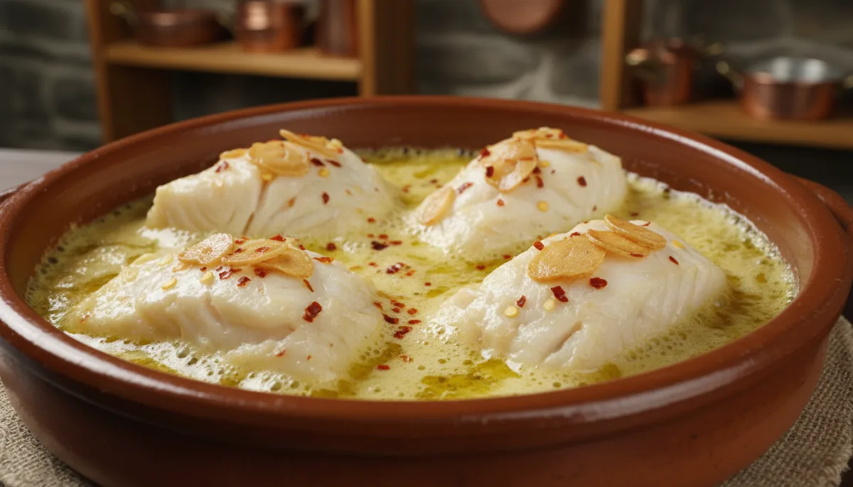 Basque-Style Cod with Garlic-Olive Oil Emulsion (Bacalao al Pil Pil)