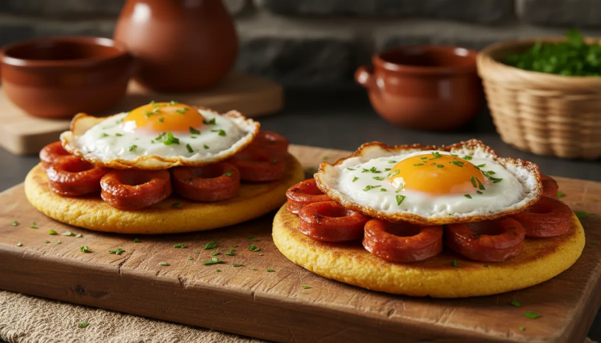 Basque Talos with Txistorra and Fried Egg