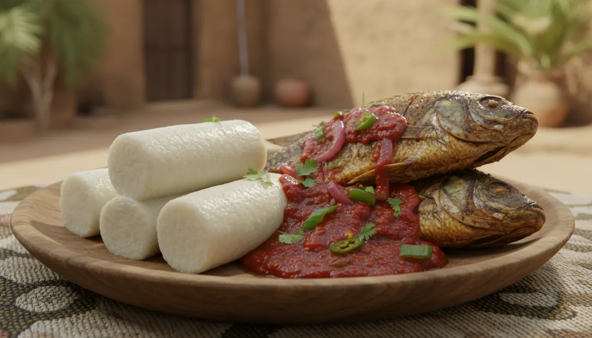 Beninese Akassa with Pan-Fried Fish and Zesty Tomato Sauce