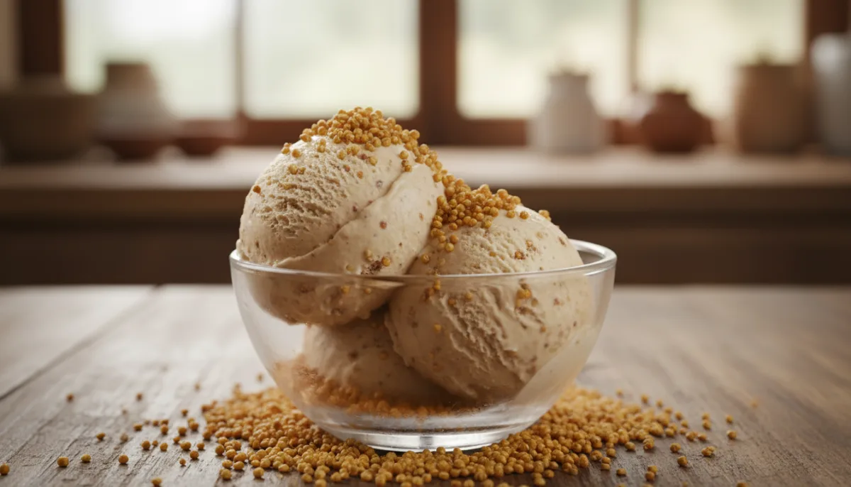 Bolivian Helado de Canela (Cinnamon Ice Cream) with Toasted Quinoa