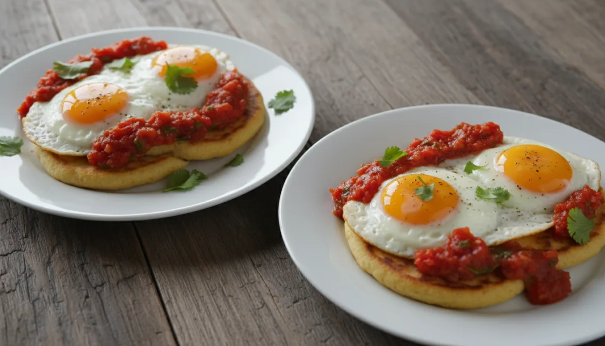 Bolivian Llajwa with Fried Eggs and Arepas