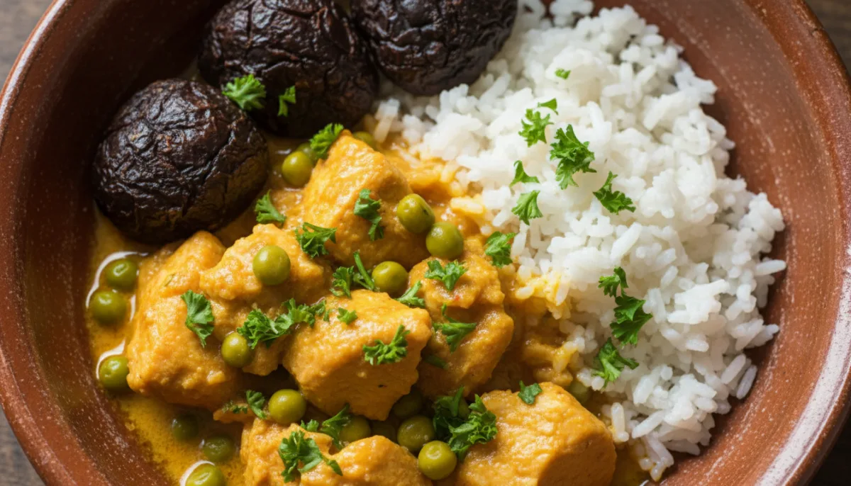 Spicy Bolivian Chicken Stew with Chuño and Rice