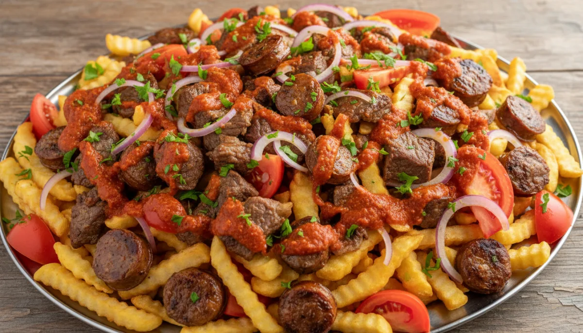 Bolivian Pique Macho with Crispy Fries and Spicy Llajwa