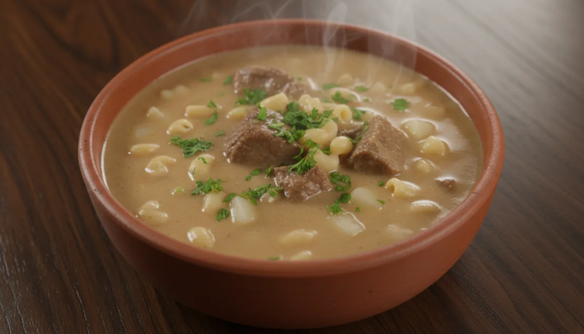 Bolivian Peanut Soup (Sopa de Maní) with Beef and Pasta