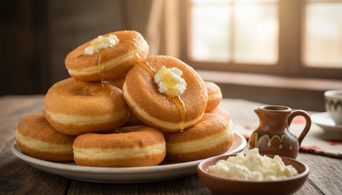 Bosnian Uštipci with Kaymak and Honey