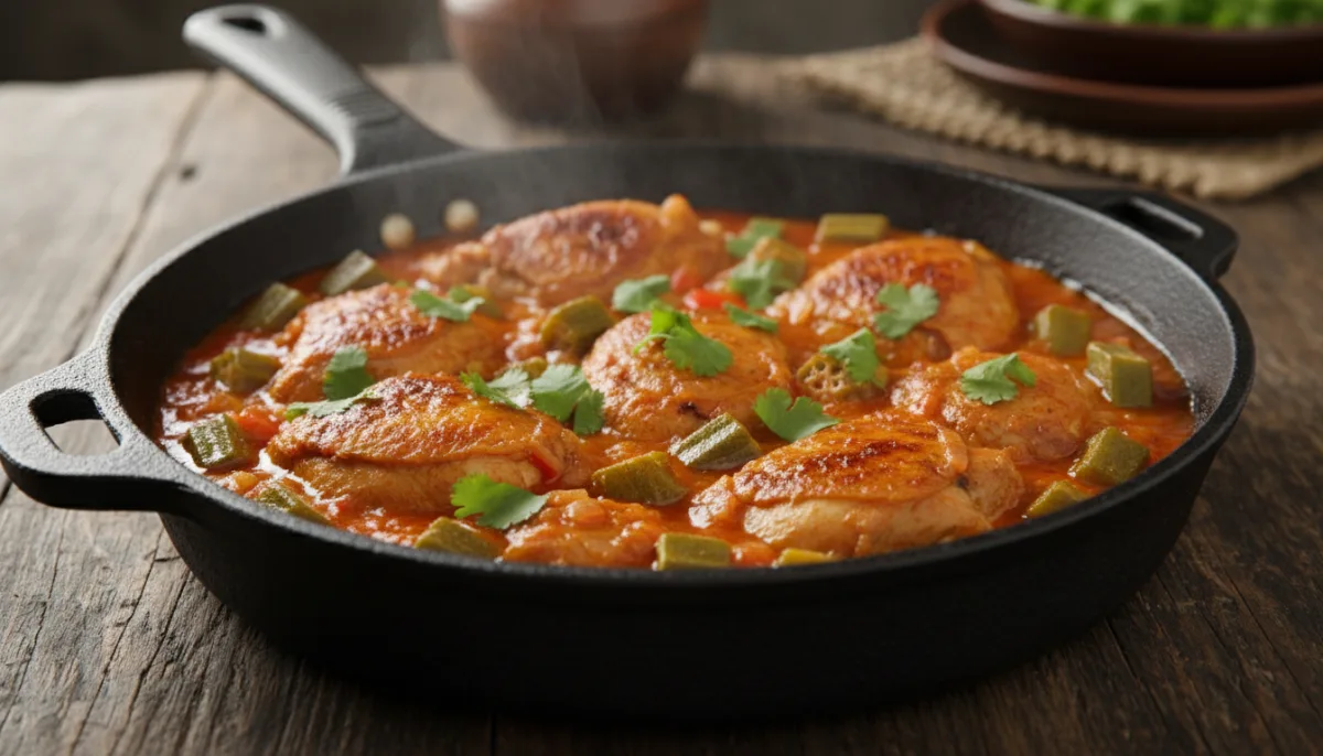 Tavë pule dhe bamje braziliane (Frango com Quiabo)