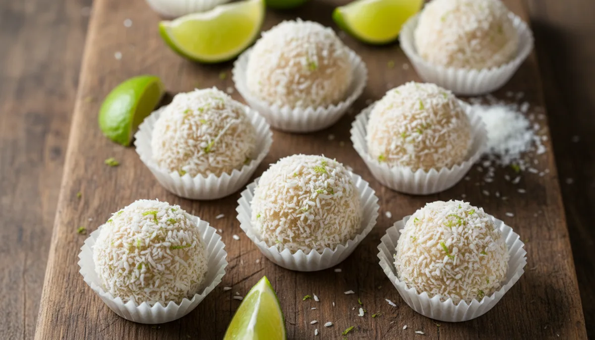 Trufas Brasileñas de Coco y Lima (Beijinhos de Coco e Limão)