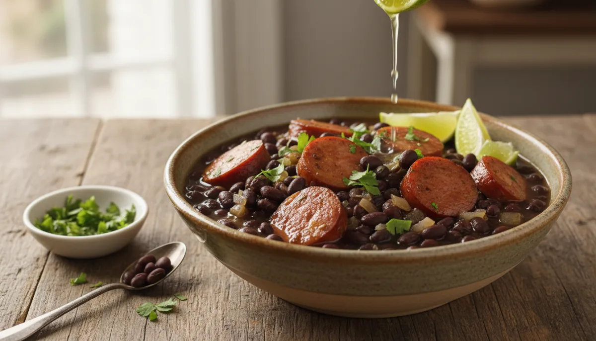 Brazilian Hearty Black Bean and Sausage Lunch Bowl