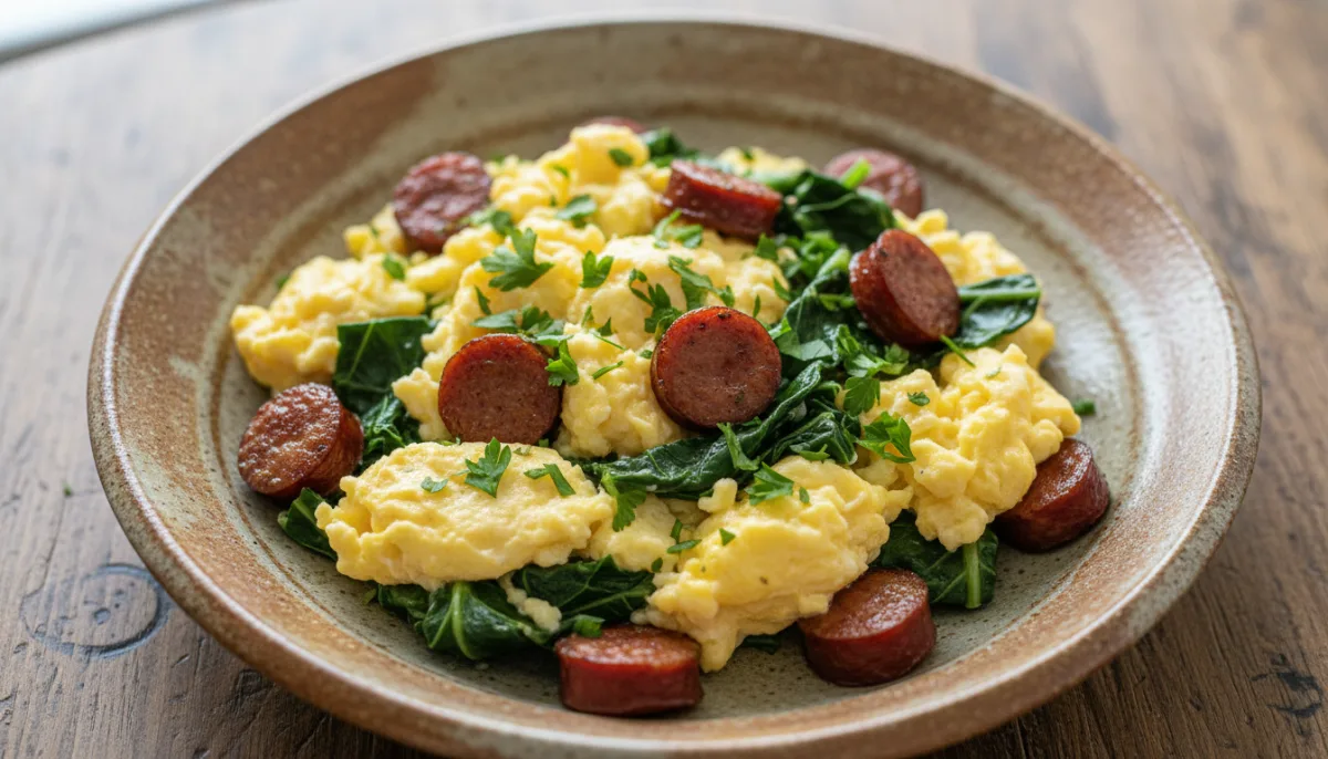 Brazilian Scrambled Eggs with Collard Greens