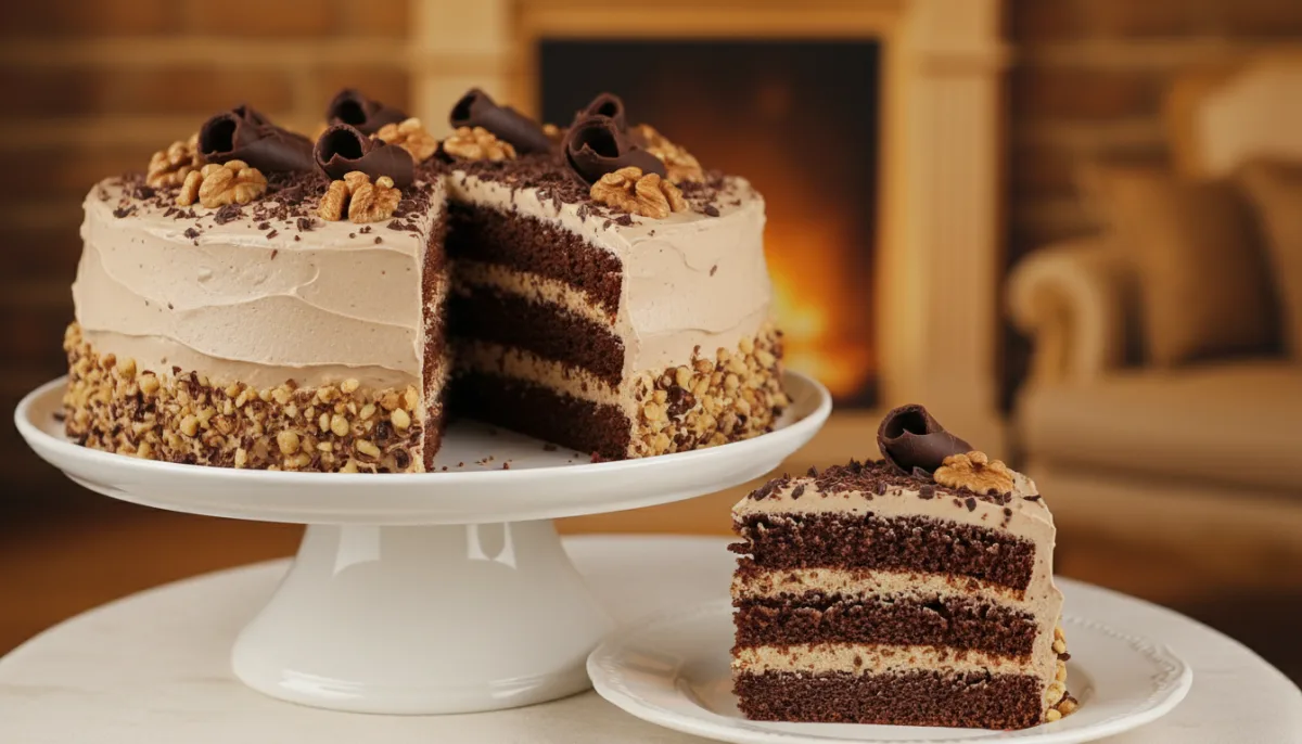 Classic Bulgarian Garash Torte: Chocolate Walnut Layers with Cream Frosting