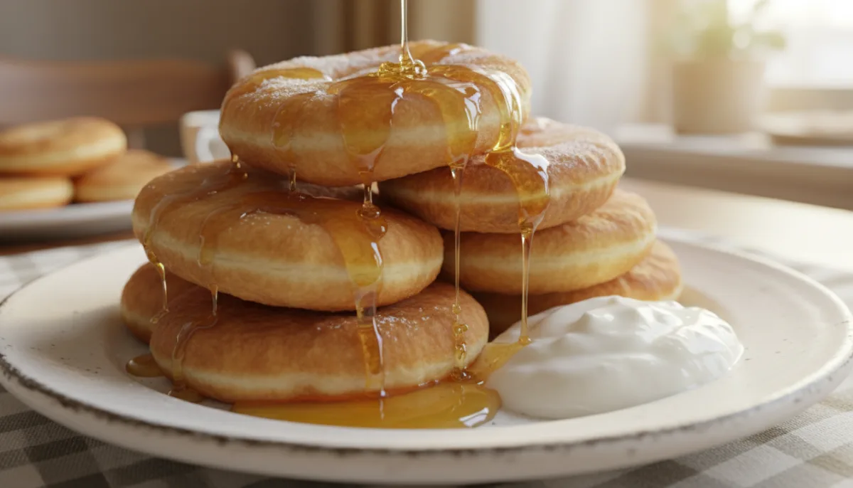 Authentic Bulgarian Mekitsi with Honey and Yogurt