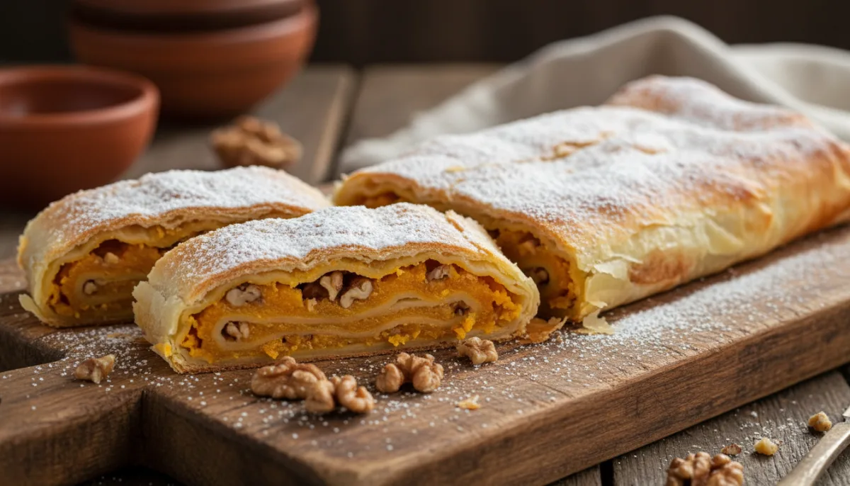 Authentic Bulgarian Tikvenik: Pumpkin Strudel with Walnuts and Cinnamon