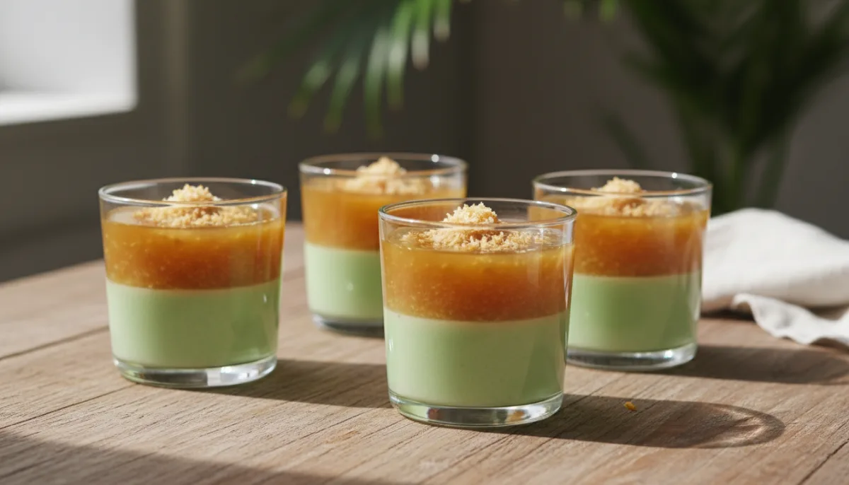 Gelatina de Coco Birmana con Pandan y Jaggery