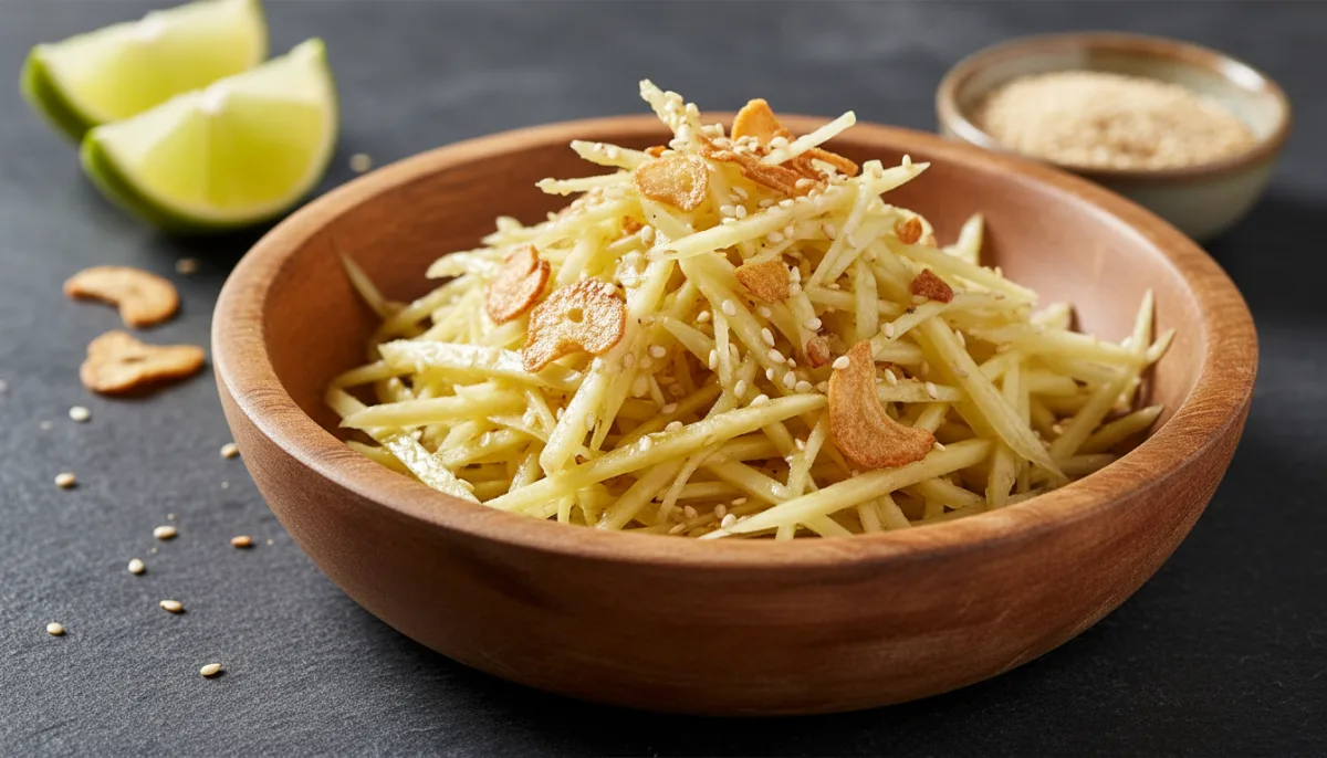 Burmese Gin Thoke: Ginger Salad with Toasted Sesame and Fried Garlic